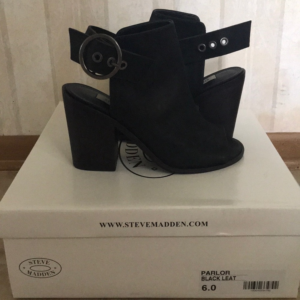 NWB! Steve Madden Palor Black Leather Booties